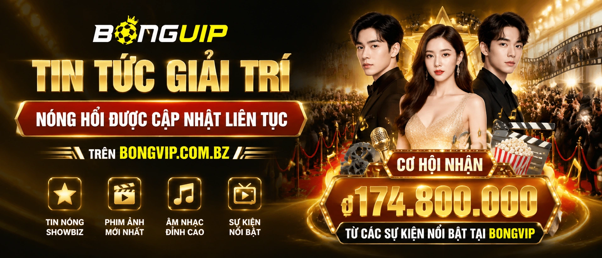 Khu vực thông báo khuyến mãi và cập nhật thanh toán Bongvip